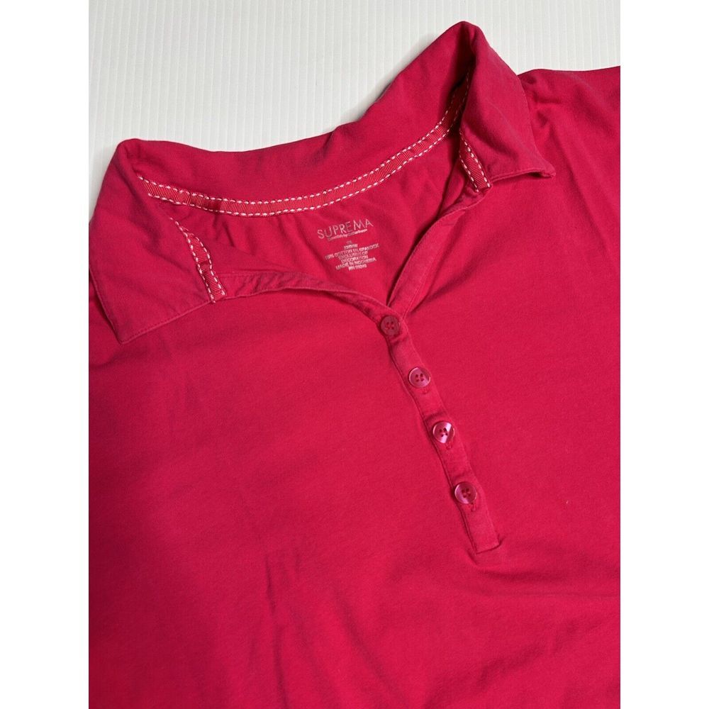 Catherines Suprema 2X 22/24W Pink V-Neck‎ Short Sleeve Collar Shirt